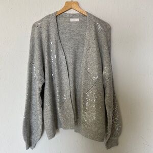 LC Lauren Conrad Gray Sequin Open Front Cardigan
